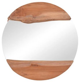 Καθρέπτης Alkmen teak ξύλο σε φυσική απόχρωση Φ60x4εκ 60x60x4 εκ.