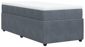 Κρεβάτι Boxspring με Στρώμα Σκούρο Γκρι 100x200 εκ. Βελούδινο - Γκρι