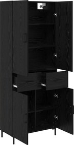 vidaXL Highboard Μαύρη Οξυά 69,5 x 34 x 180 εκ. Επεξεργασμένο Ξύλο
