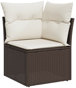 vidaXL Set σαλονιού κήπου 8 τεμαχίων με μαξιλάρια καφέ πολυουρεθάνη