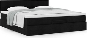 vidaXL Οθωμανικό κρεβάτι με στρώμα Μαύρο 180x200cm Ύφασμα
