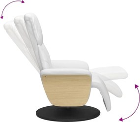 vidaXL Πολυθρόνα Ανακλινόμενη με Υποπόδιο Λευκή από Συνθετικό Δέρμα