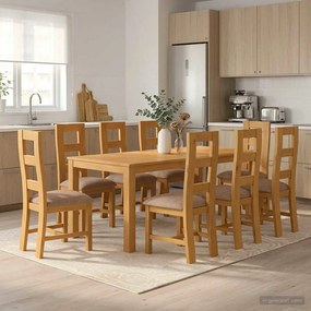 vidaXL Σετ τραπεζαρίας LELYSTAD 9 τμχ. Γκρι 200 x 100 x 75 cm