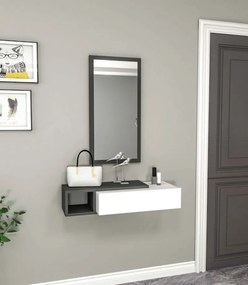 Stewehome Μοντέρνα Δίχρωμη MDF Κονσόλα Εισόδου με Καθρέπτη Ανθρακί (λευκό) 82x29.6x15.8 cm