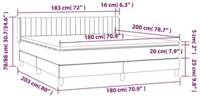 Κρεβάτι Boxspring με Στρώμα Μπλε 180x200 εκ. Υφασμάτινο 3129895
