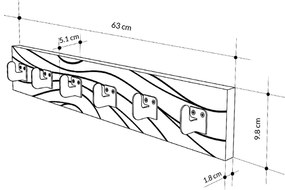 Κρεμάστρα τοίχου Flow Megapap χρώμα λευκό 63x1,8x9,8εκ.