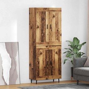 Highboard 2 pcs Παλιό Ξύλο Σύνθετο Ξύλο και Γυαλί
