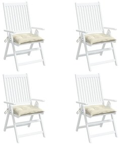 Μαξιλάρια Καρέκλας 4 τεμ. Λευκά 50 x 50 x 7 εκ. Υφασμάτινα - Λευκό