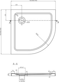 Mexen Rio ημικυκλική καμπίνα ντους 90 x 90 cm, λευκές λωρίδες, χρώμιο +