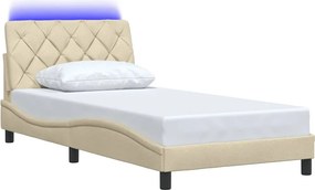 vidaXL Σκελετός Κρεβατιού με LED Χωρίς Στρώμα Κρεμ 100 x 200 εκ.