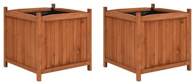 vidaXL Ζαρντινιέρες Υπερυψωμένες 2 τεμ. 50 x 50 x 50 εκ. Ξύλο Ελάτης