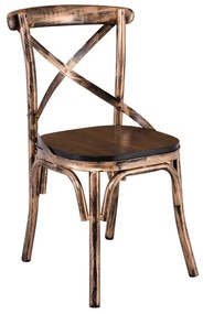 MARLIN Wood Καρέκλα Dark Oak, Μέταλλο Βαφή Black Gold -  52x51x86cm