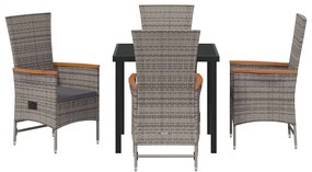 vidaXL Σέτ φαγητού για κήπο 5 pcs Γκρι Χάλυβας με επίστρωση πούδρας