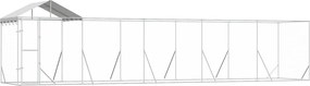 vidaXL Κλουβί Σκύλου Εξ. Χώρου με Οροφή Ασημί 10x2x2,5 μ. Γαλβ. Ατσάλι