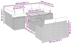vidaXL Σαλόνι Κήπου Σετ 11 τεμ. Μπεζ Συνθετικό Ρατάν με Μαξιλάρια