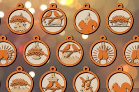 Σετ των 3 Intra απο ξύλο plywood 3mm-4mm πάχος Τρισδιάστατα χριστουγεννιάτικα στολίδια πολλαπλών στρώσεων Δίασταση 8x8 cm INTRAFABR-20145695