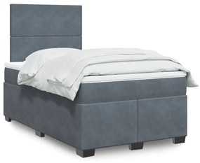 vidaXL Κρεβάτι Boxspring με Στρώμα Σκούρο Γκρι 120x200 εκ. Βελούδινο