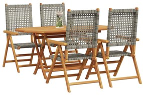 vidaXL Σέτ φαγητού για κήπο 5 pcs Γκρι Στερεό Ξύλο Ακακίας