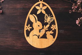 Σετ των 3 Intra απο ξύλο plywood 3mm-4mm πάχος - κοπής με λέιζερ στολίδι Πασχαλινό αυγό Δίασταση 6x6 cm INTRAFABR-117278785