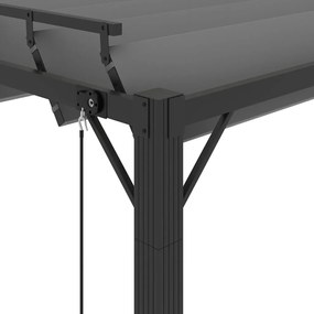 vidaXL Κιόσκι με Ανοιγόμενη Οροφή Ανθρακί 3x4 μ. Ύφασμα και Αλουμίνιο