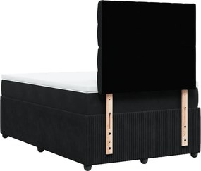 vidaXL Κρεβάτι Boxspring με Στρώμα Μαύρο 120 x 200 εκ. Βελούδινο