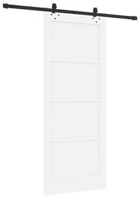 vidaXL Συρόμενη Πόρτα  με Σετ Υλικών Λευκή 86x211 εκ. Στιβαρό Ξύλο Πεύκου
