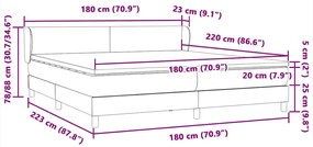 BOX SPRING ΚΡΕΒΑΤΙ ΜΕ ΣΤΡΩΜΑΤΑ ΑΝΟΙΧΤΟ ΓΚΡΙ 180X220CM ΒΕΛΟΥΔΙΝΟ 3317409