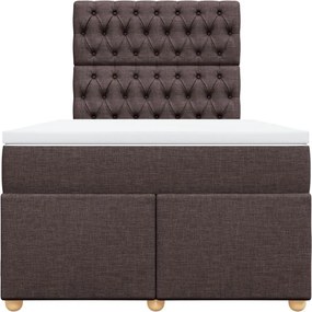 vidaXL Κρεβάτι Boxspring με Στρώμα Σκούρο Καφέ 120x190 εκ Υφασμάτινο