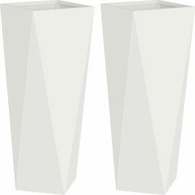 vidaXL Γλάστρα 2 pcs Λευκό 30 x 30 x 75 εκ Ατσάλι