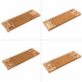 vidaXL Πατάκια Σκάλας Αυτοκόλλητα 15 τεμ. Μπεζ 65x21x4 εκ.