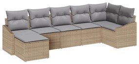 vidaXL Σετ Καναπέ Κήπου 7 pcs Μπεζ Πολυ ράταν