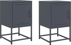vidaXL Κομοδίνα 2 τεμ. Ανθρακί 36 x 39 x 60,5 εκ. Ατσάλινο
