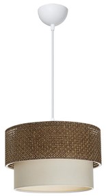 GloboStar® SISSIE 203-0138 Μοντέρνο Κρεμαστό Φωτιστικό Καπέλο Μονόφωτο 1 x E27 IP20 Καφέ & Μπεζ Ύφασμα - Μ30 x Π30 x Υ93cm