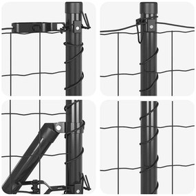 vidaXL Τεντώτο με στήριγμα Γκρι 1 x 25 m Χάλυβας και PVC