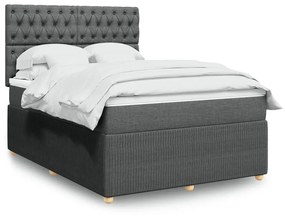 ΚΡΕΒΑΤΙ BOXSPRING ΜΕ ΣΤΡΩΜΑ ΣΚΟΥΡΟ ΓΚΡΙ 140X190 ΕΚ. ΥΦΑΣΜΑΤΙΝΟ 3292059