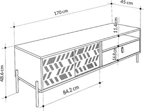 Έπιπλο τηλεόρασης Dionysos γκρι ρετρό 170x45x48,6εκ
