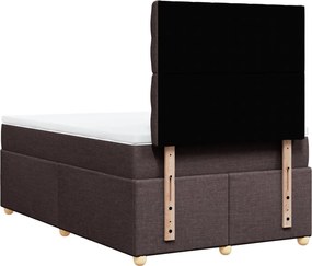 vidaXL Κρεβάτι Boxspring με Στρώμα Σκούρο Καφέ 120x190 εκ Υφασμάτινο