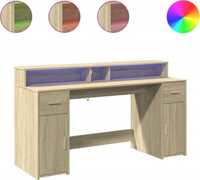 vidaXL Γραφείο με LED Sonoma δρυς 160x55x91 εκ. Επεξεργ. Ξύλο