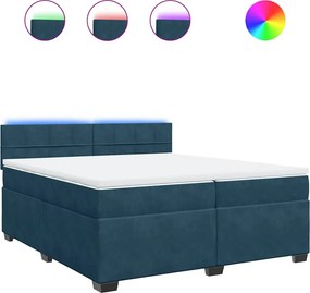 vidaXL Κρεβάτι Boxspring με Στρώμα Μπλε 200x200 εκ. Βελούδινο