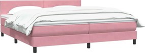 vidaXL Κρεβάτι Boxspring με Στρώμα Ροζ 180x210 εκ. Βελούδινο