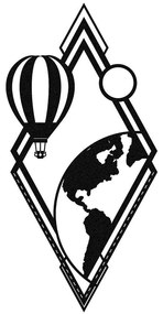 Διακοσμητικό Τοίχου Balon 279ENZ1239 29x60cm Black Wallity Μέταλλο