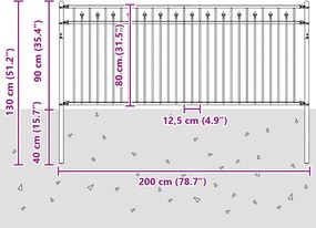 vidaXL Φράχτης με Άκρες BAARLO 200 x 130 εκ Μαύρο