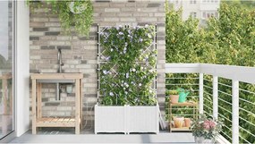 vidaXL Γλάστρα Κήπου 2 τμχ. Λευκό 80 x 40 x 142 cm PP