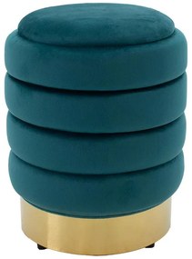 Σκαμπό-μπαούλο Dazzle βελούδο πετρόλ-χρυσό Φ36x44εκ 36x36x44 εκ.