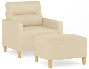 vidaXL Πολυθρόνα Κρεμ 60 εκ. Υφασμάτινη με Υποπόδιο