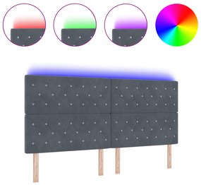 vidaXL LED Κεφαλάρι Σκούρο Γκρι 100 εκ Βελούδο