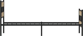 vidaXL Σκελετός Κρεβ. Χωρίς Στρώμα Sonoma Δρυς 90x200 εκ. Μεταλλικό