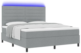 vidaXL Κρεβάτι με Ελατήρια και Στρώμα & Φωτισμό LED σε Ανοιχτό Γκρι, 180 x 200 εκ.