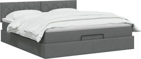 vidaXL Κρεβάτι Ottoman με Στρώμα και LED Σκούρο Γκρι 180 x 200 cm