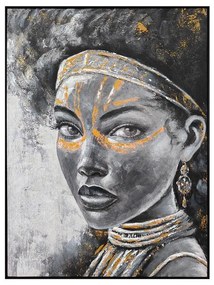Πίνακας σε Καμβά "Woman Face" FL2672 Fylliana Γκρί - Χρυσό 90x3x120 εκ. 90x3x120 εκ.